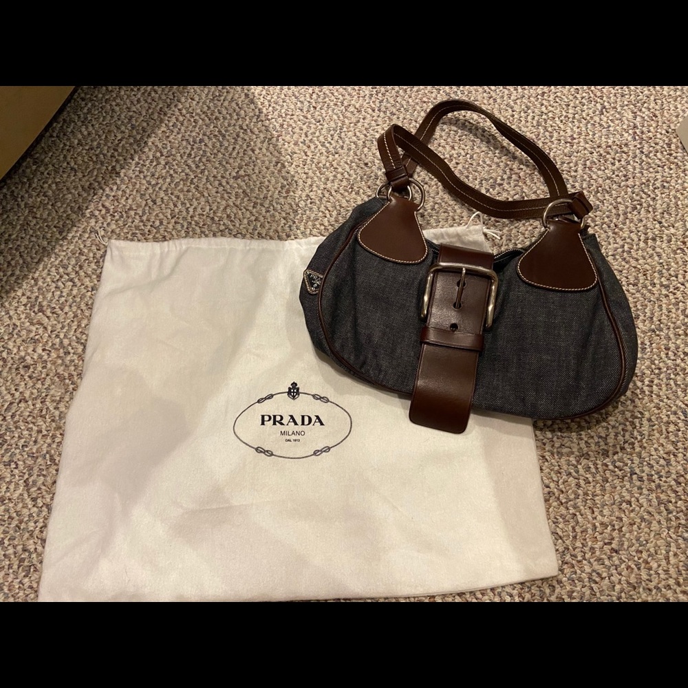 PRADA denim moon hobo